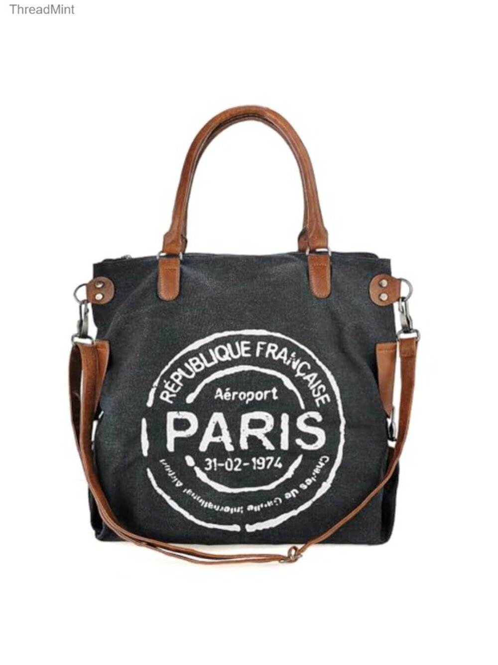 Large Canvas Tote Bag with Zipper Laptop Shoulder Hobo Crossbody